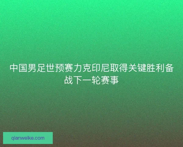 中国男足世预赛力克印尼取得关键胜利备战下一轮赛事