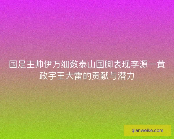 国足主帅伊万细数泰山国脚表现李源一黄政宇王大雷的贡献与潜力